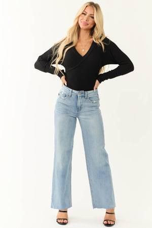 Rewash Medium Wash High Rise Wide Leg Jeans