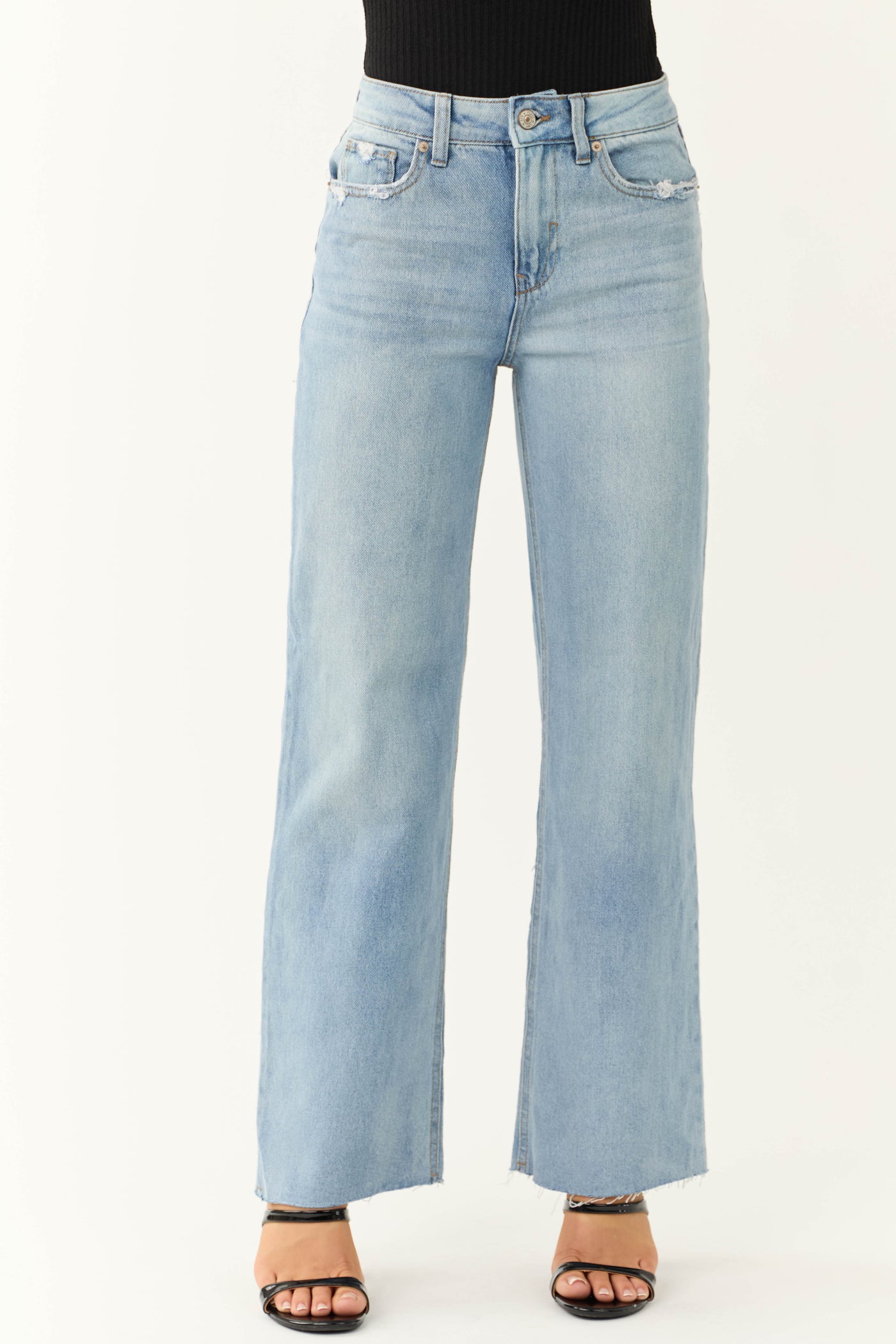 Rewash Medium Wash High Rise Wide Leg Jeans