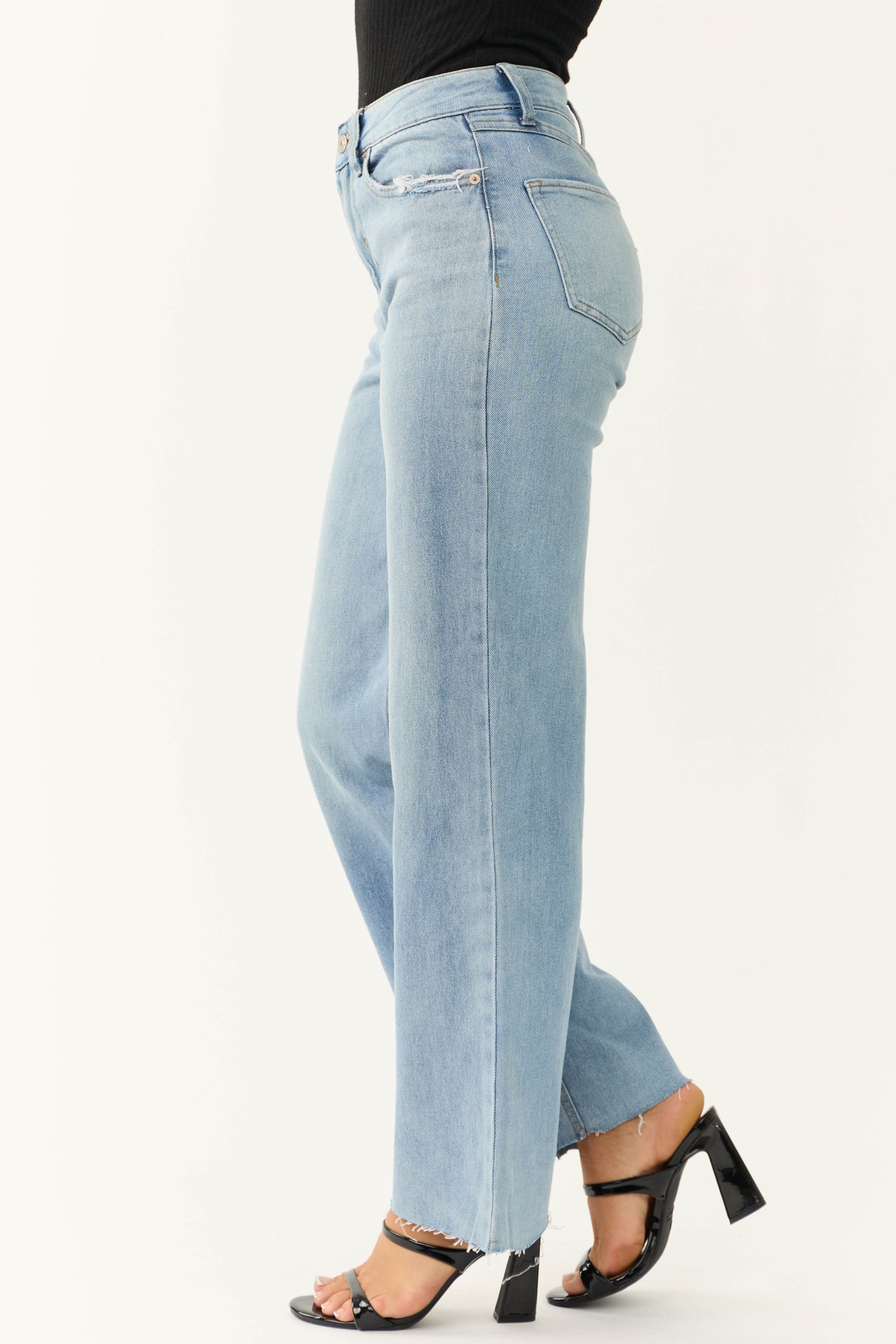 Rewash Medium Wash High Rise Wide Leg Jeans