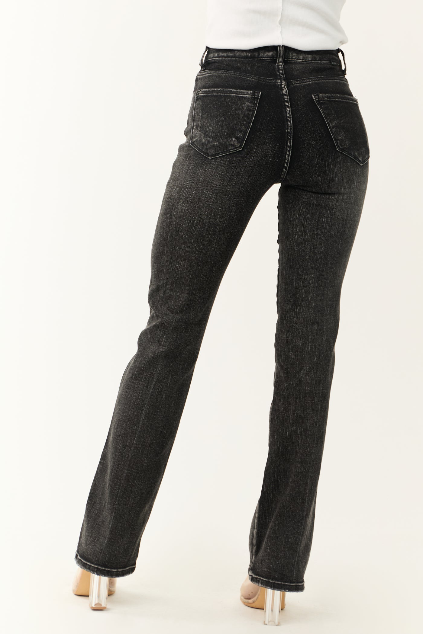 Risen Black High Rise Straight Jeans with Side Slits