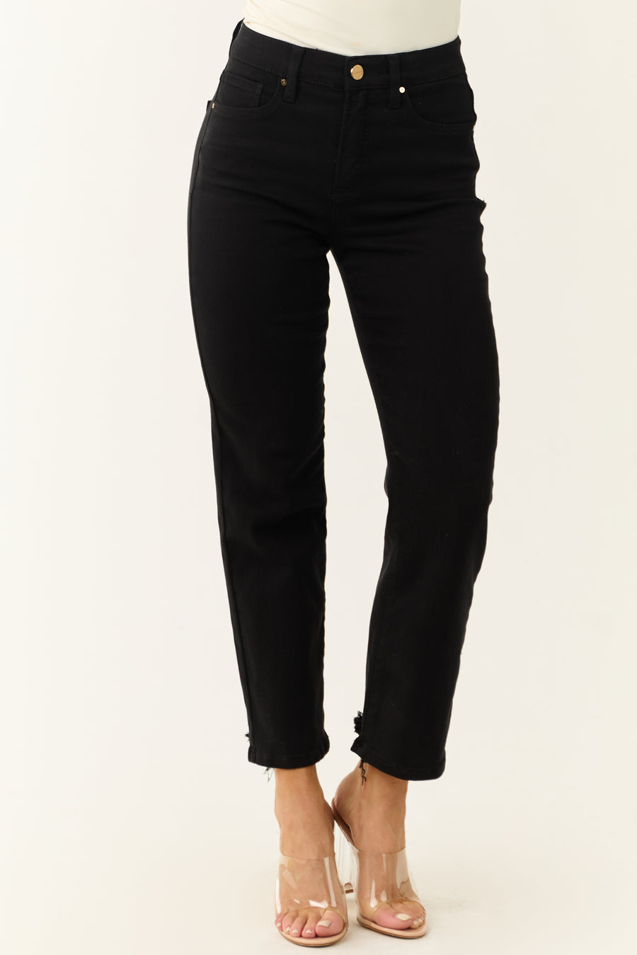 Risen Black Tummy Control Straight Leg Jeans