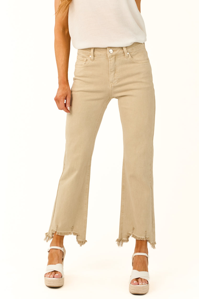 Risen Camel High Rise Straight Leg Jeans