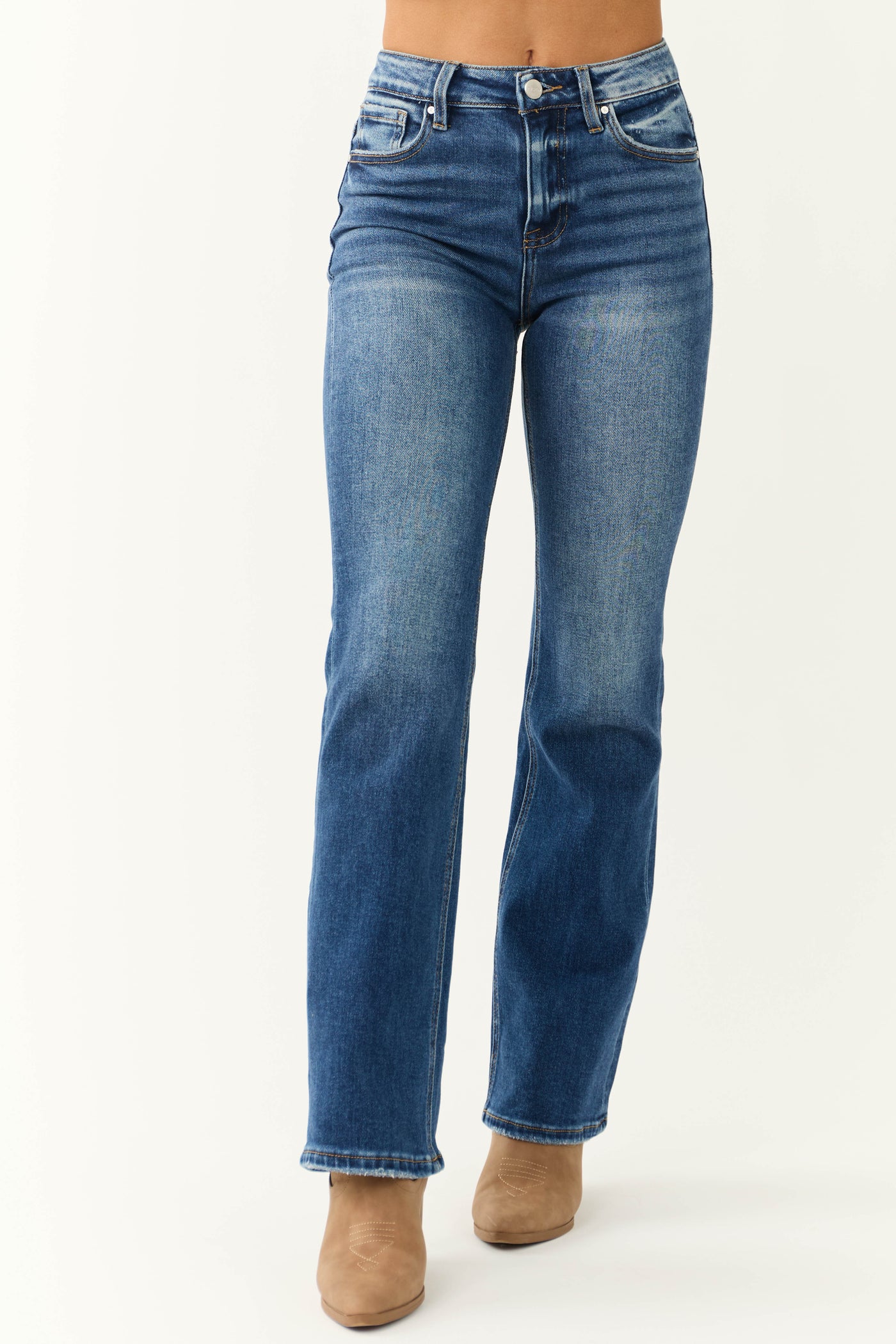 Risen Dark Wash Ankle Relaxed Bootcut Jeans