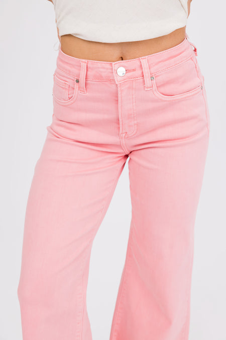 Risen Light Punch Wide Leg Cropped Jeans