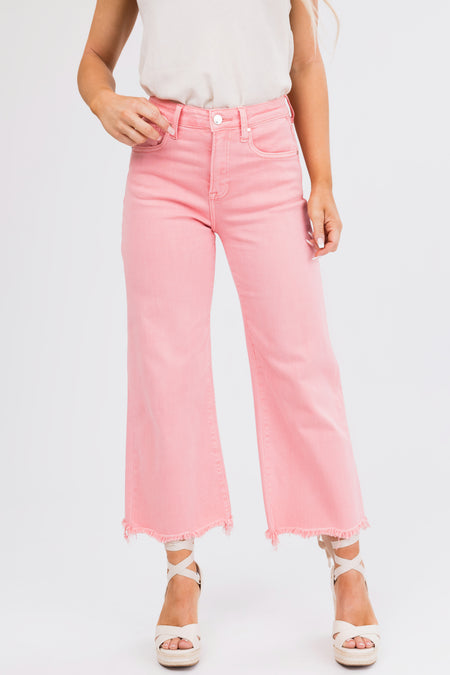 Risen Light Punch Wide Leg Cropped Jeans