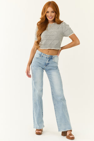 Risen Light Wash Mid Rise Straight Jeans