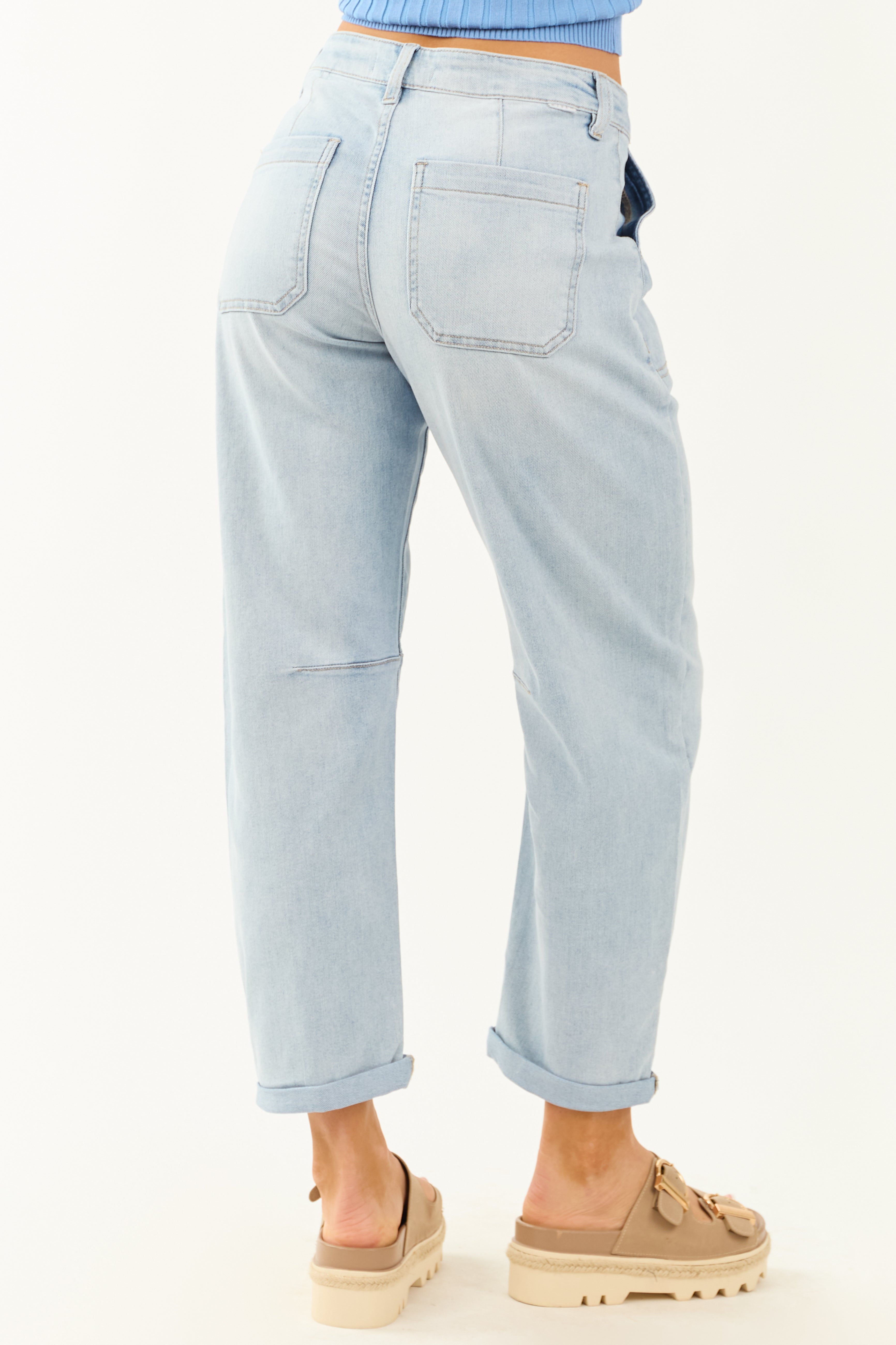 Risen Light Wash Relaxed Stretchy Barrel Jeans