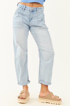 Risen Light Wash Relaxed Stretchy Barrel Jeans