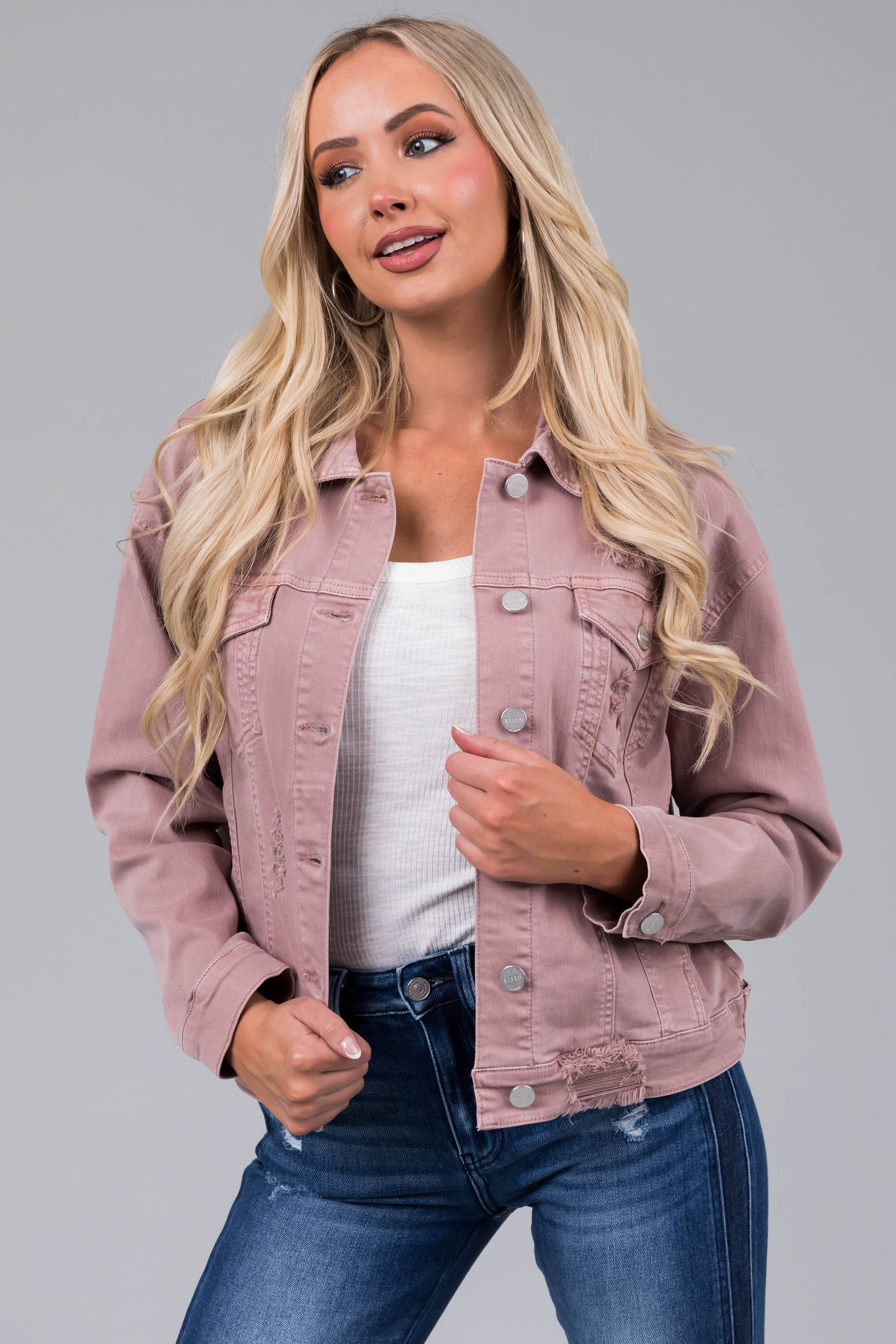 Mauve on sale jean jacket