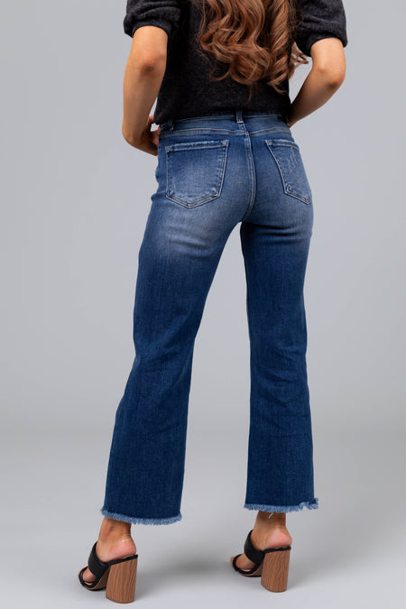 Risen Medium Wash High Rise Straight Leg Jeans