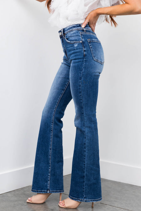 Risen Medium Wash Mid Rise Bootcut Jeans