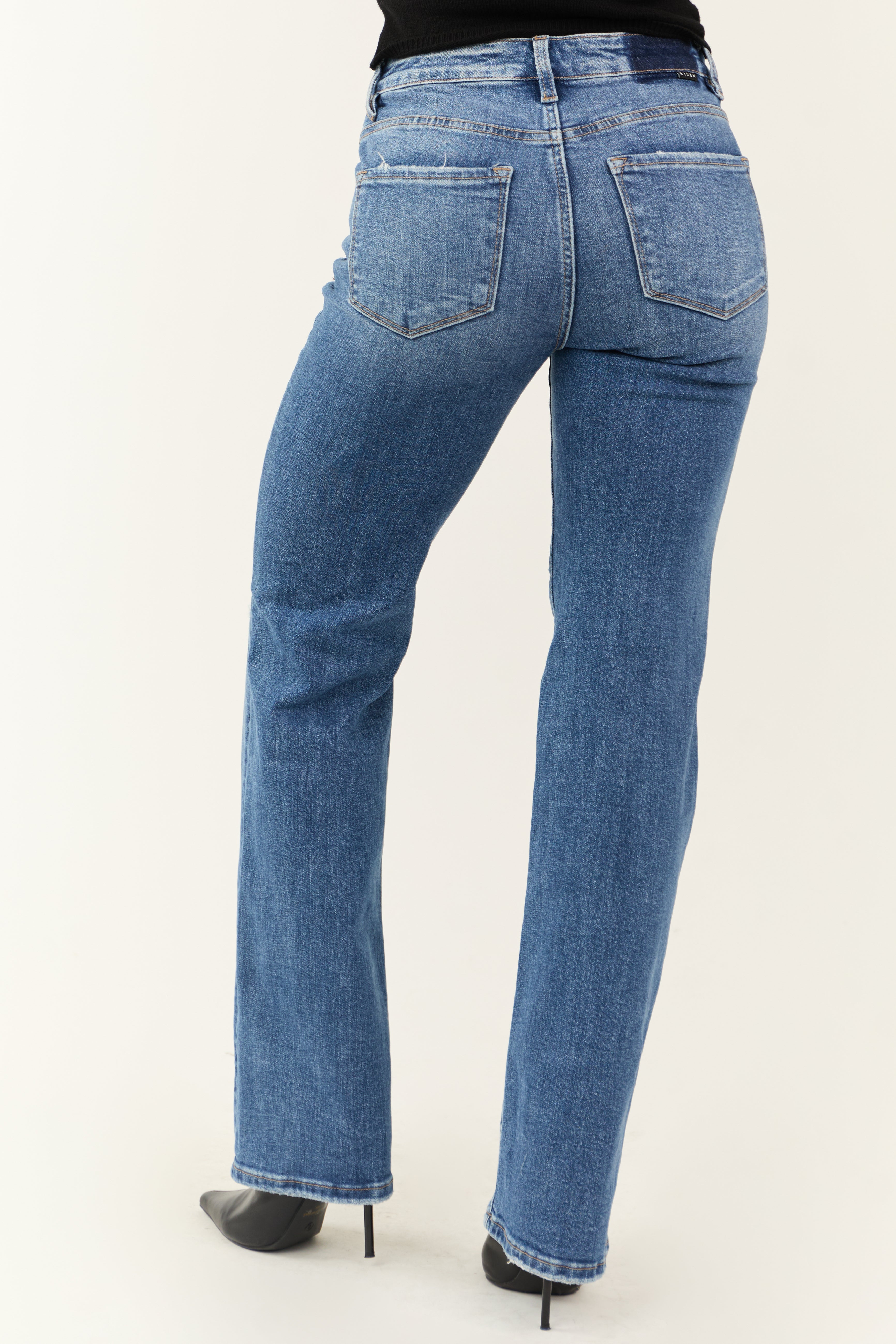 Risen Medium Wash Tummy Control Straight Jeans