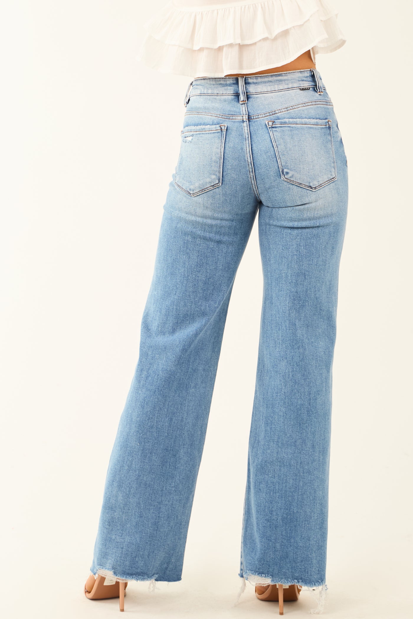 Risen Mid Rise Distressed Tummy Control Jeans