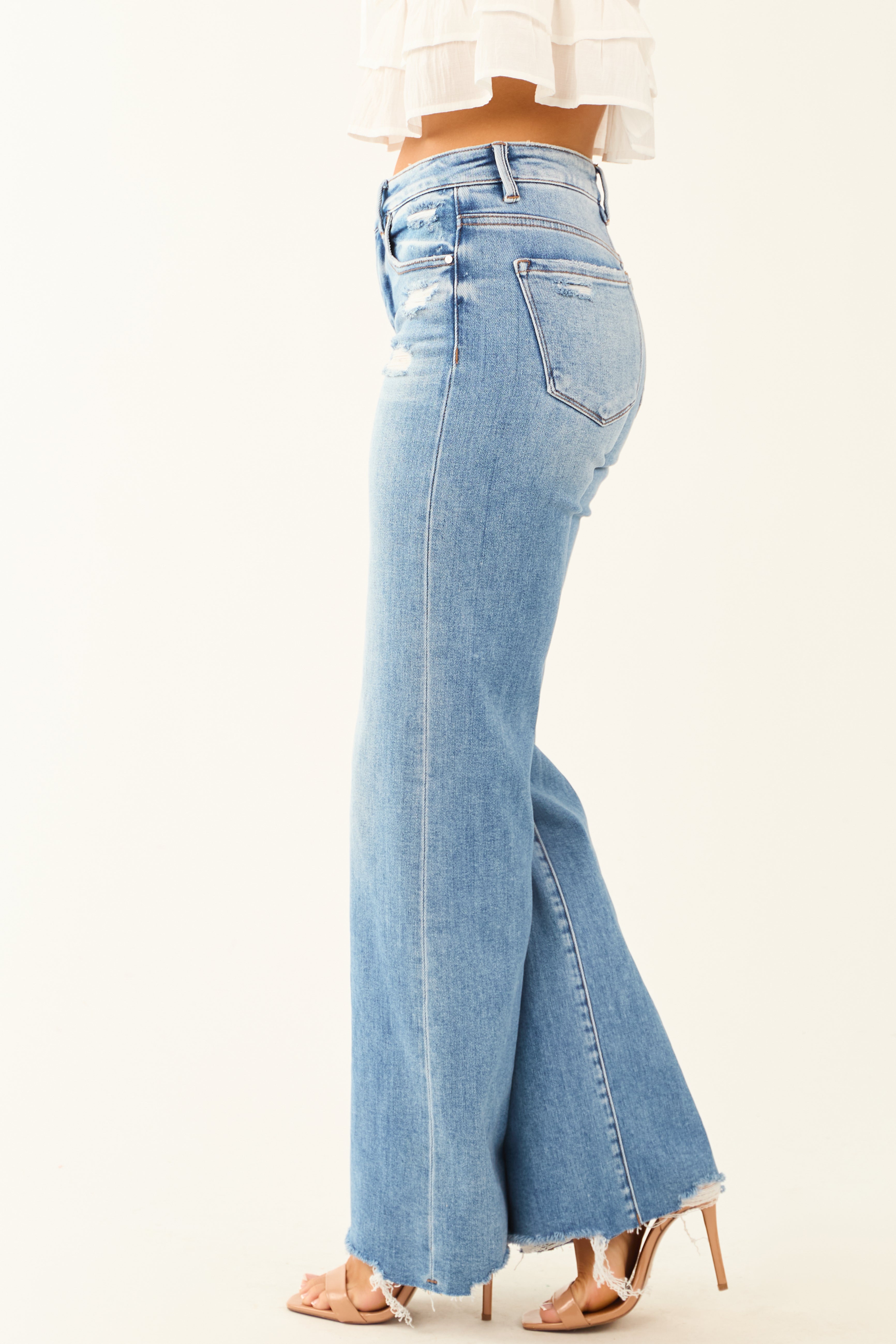 Risen Mid Rise Distressed Tummy Control Jeans