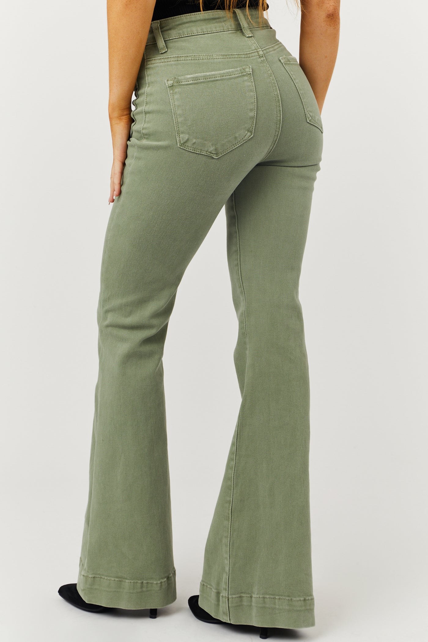 Risen Sage High Rise Bell Bottom Front Pocket Jeans