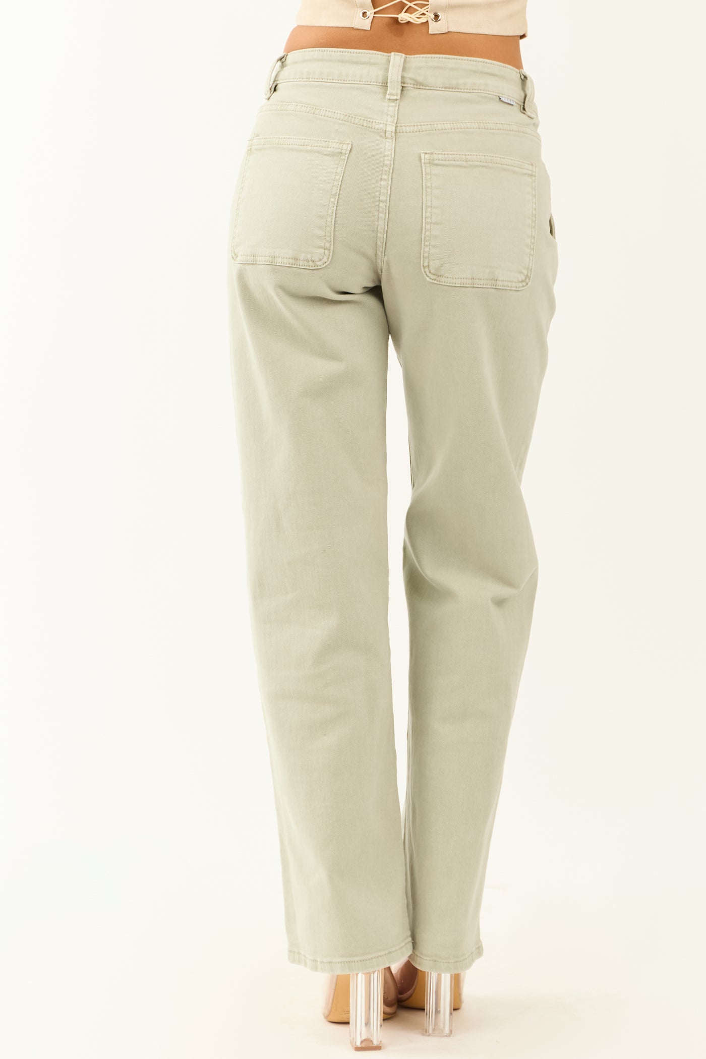 Risen Sage Tummy Control Baggy Wide Stretchy Jeans