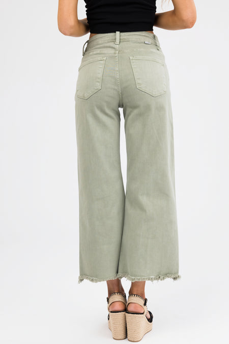 Risen Sage Wide Leg Cropped Jeans