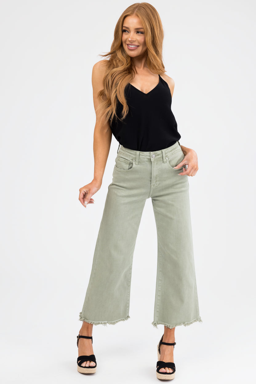 Risen Sage Wide Leg Cropped Jeans