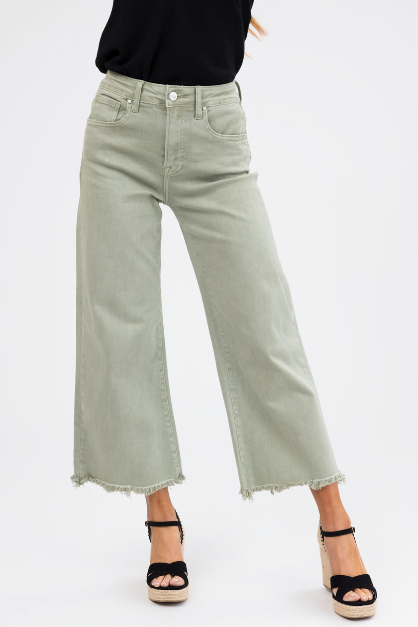 Risen Sage Wide Leg Cropped Jeans