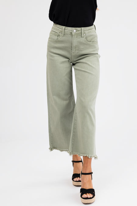 Risen Sage Wide Leg Cropped Jeans