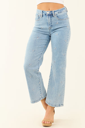 Risen Tummy Control Embroidered Stretchy Jeans