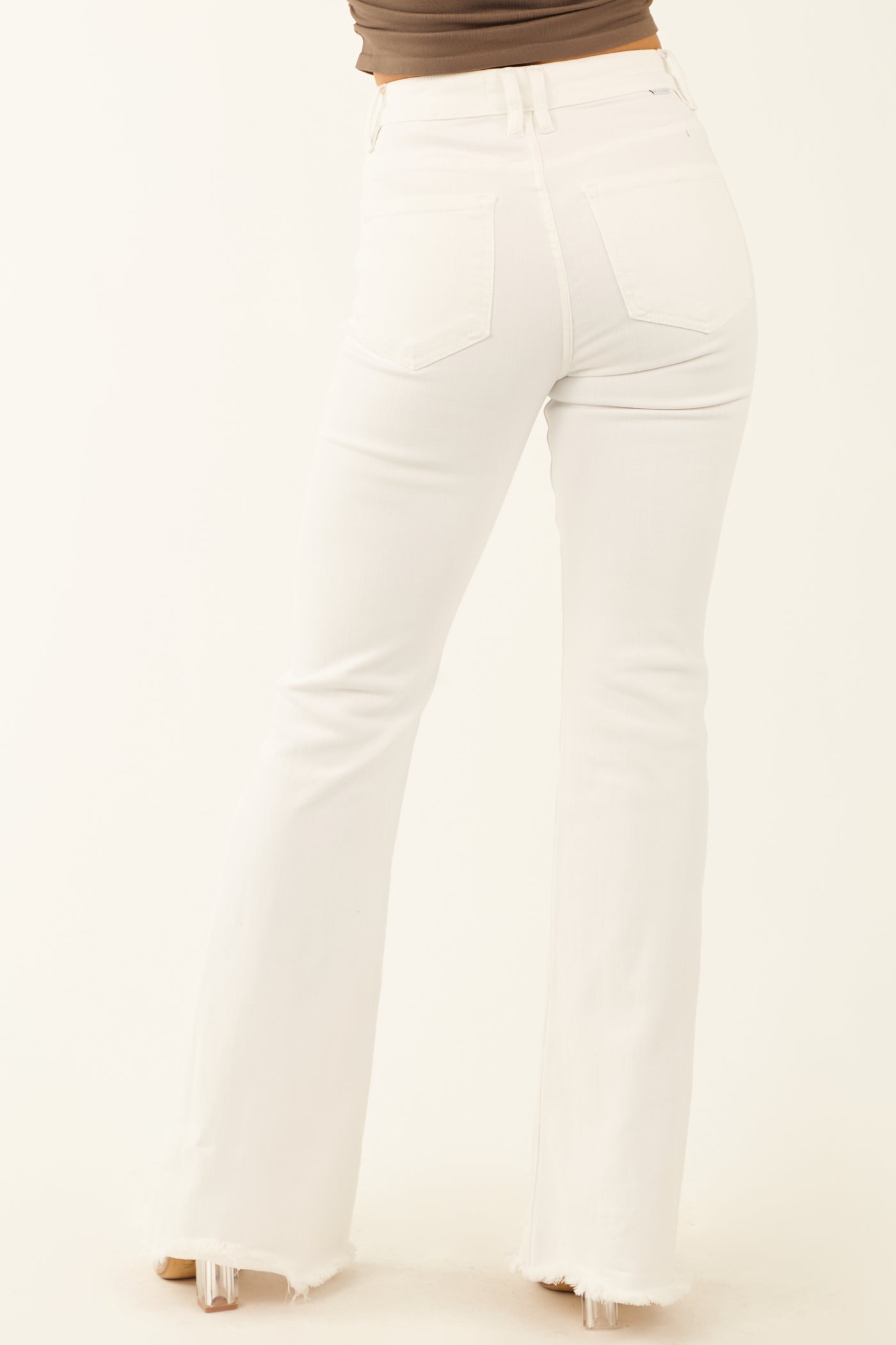 Risen White Tummy Control Stretchy Flare Jeans