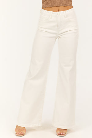 Risen White Tummy Control Wide Leg High Rise Jeans