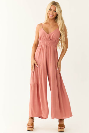 Rose Taupe Sleeveless Wide Leg Jumpsuit