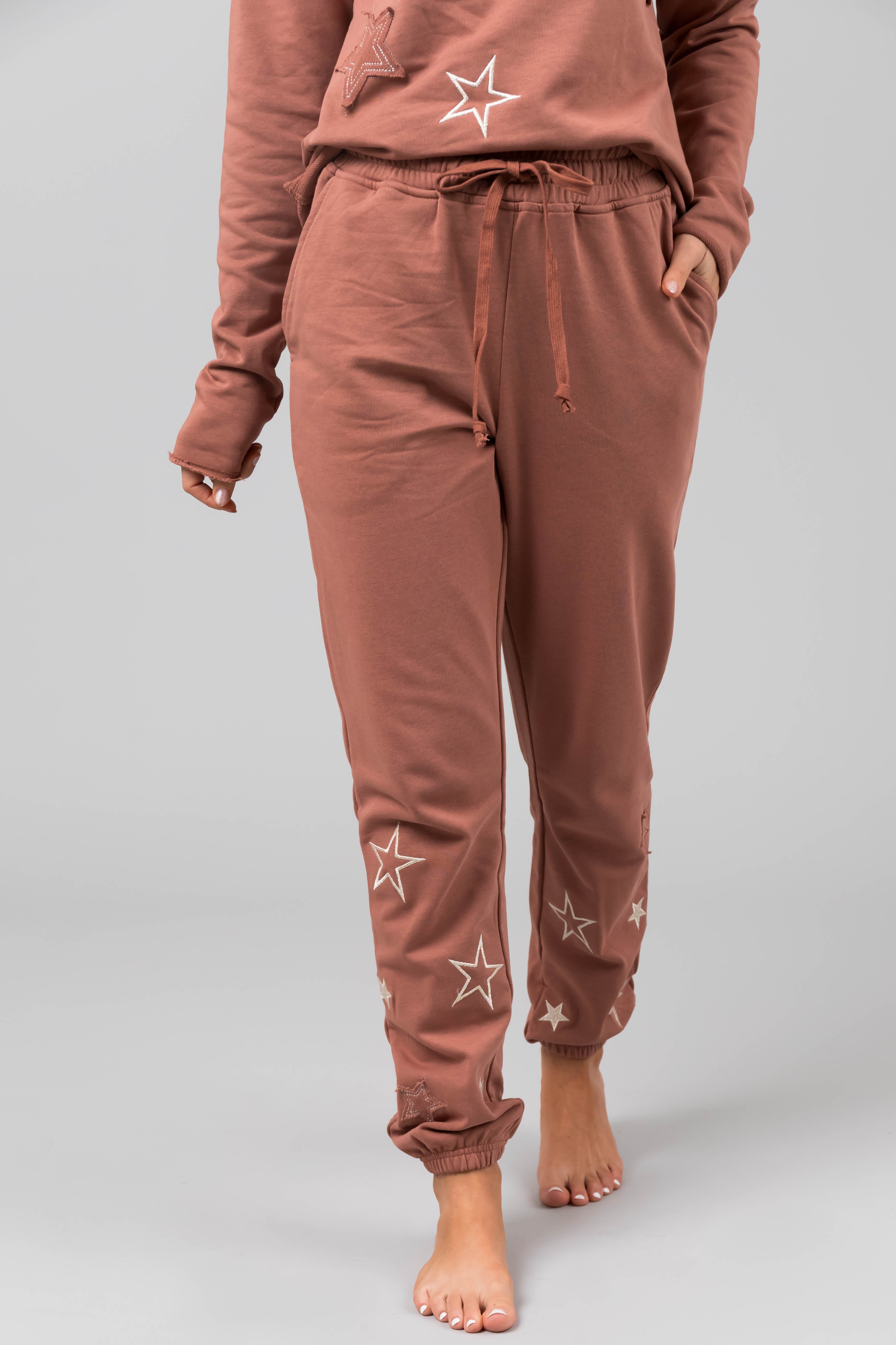 Rose Taupe Star Pattern Jogger and Top Set