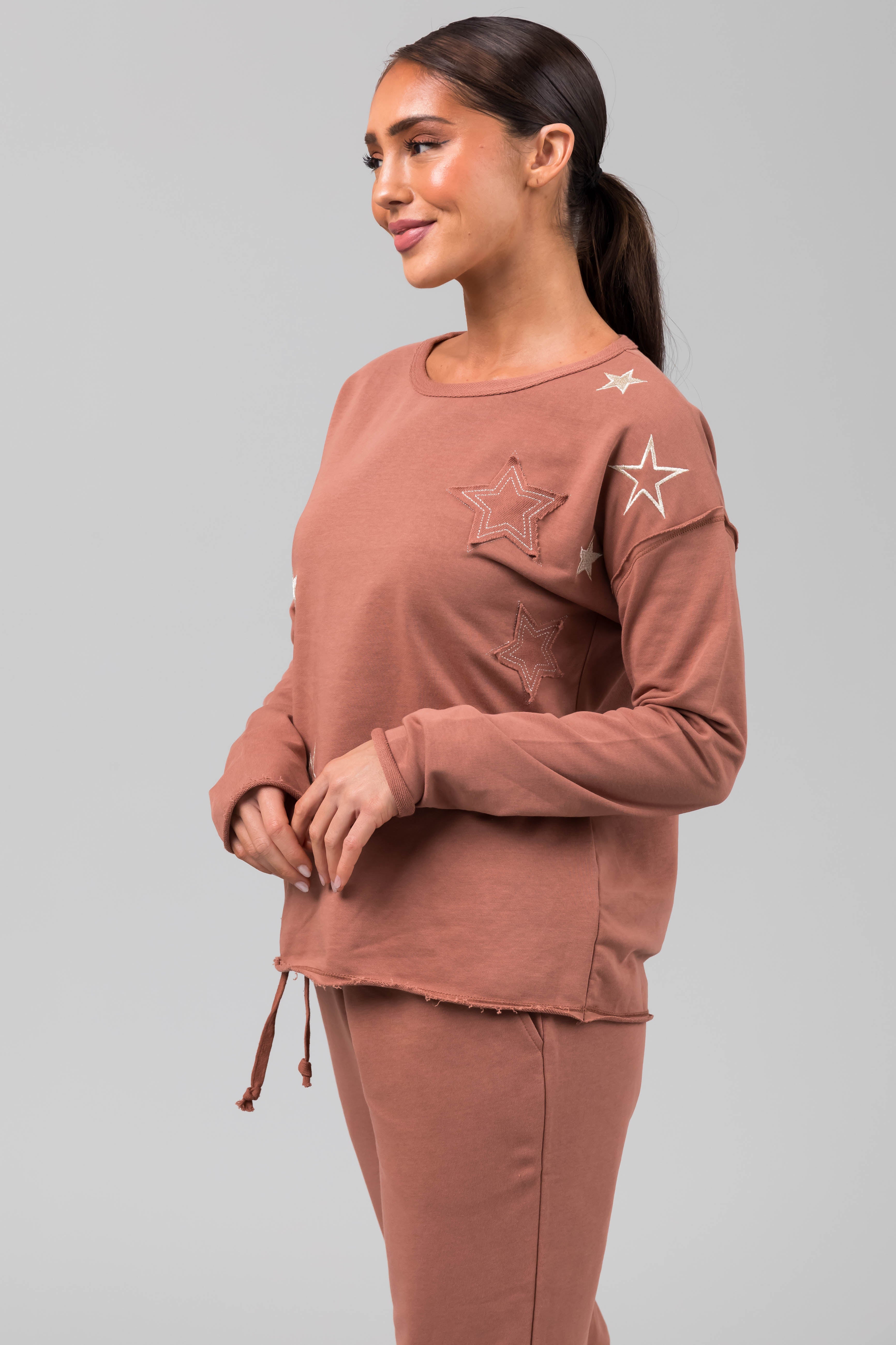 Rose Taupe Star Pattern Jogger and Top Set