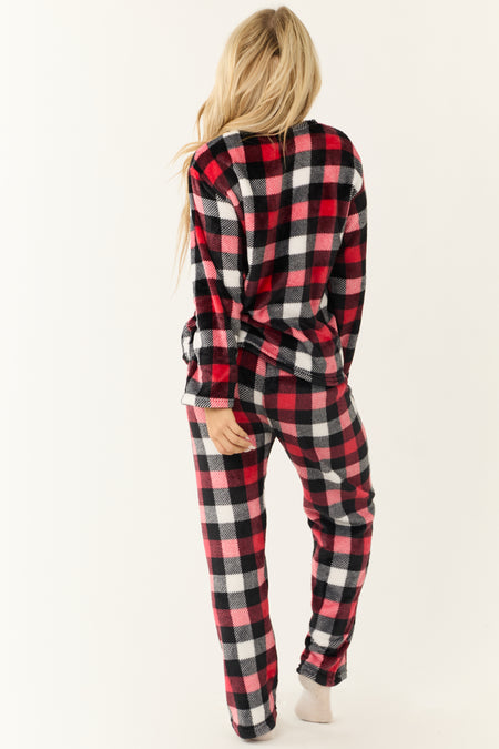 Ruby Checkered Plaid 2 Piece Soft Pajama Set