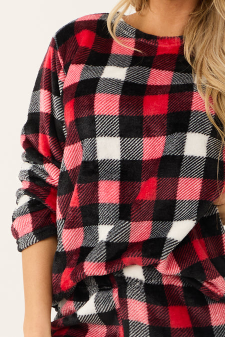 Ruby Checkered Plaid 2 Piece Soft Pajama Set