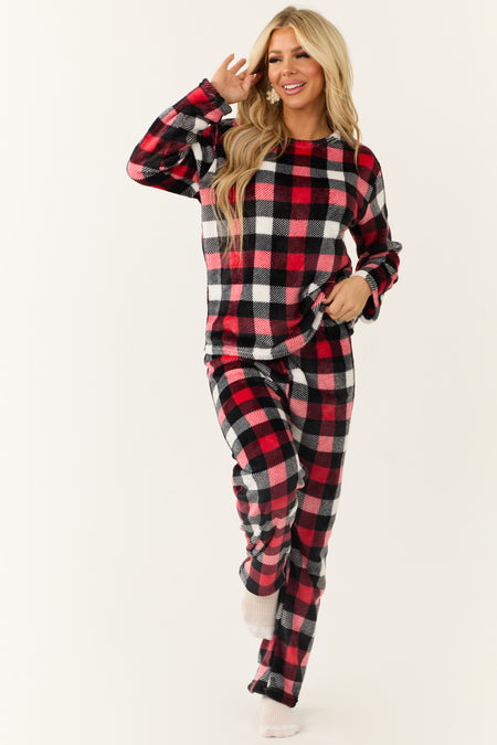 Ruby Checkered Plaid 2 Piece Soft Pajama Set