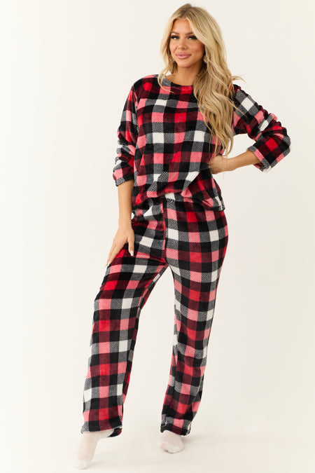 Ruby Checkered Plaid 2 Piece Soft Pajama Set