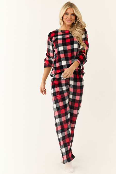 Ruby Checkered Plaid 2 Piece Soft Pajama Set