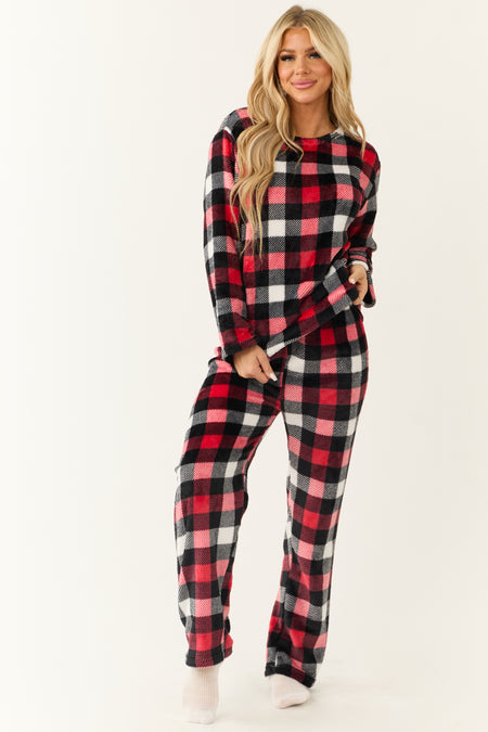 Ruby Checkered Plaid 2 Piece Soft Pajama Set