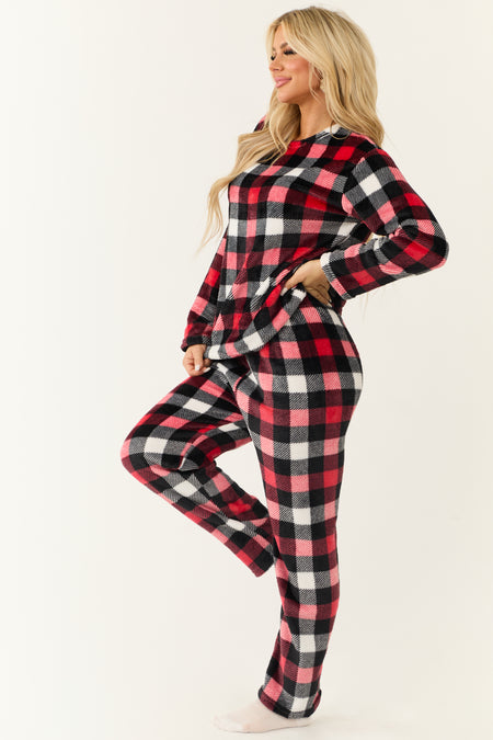 Ruby Checkered Plaid 2 Piece Soft Pajama Set