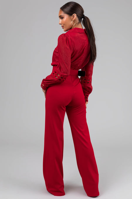 Ruby Crochet Detail Belted Jumpsuit