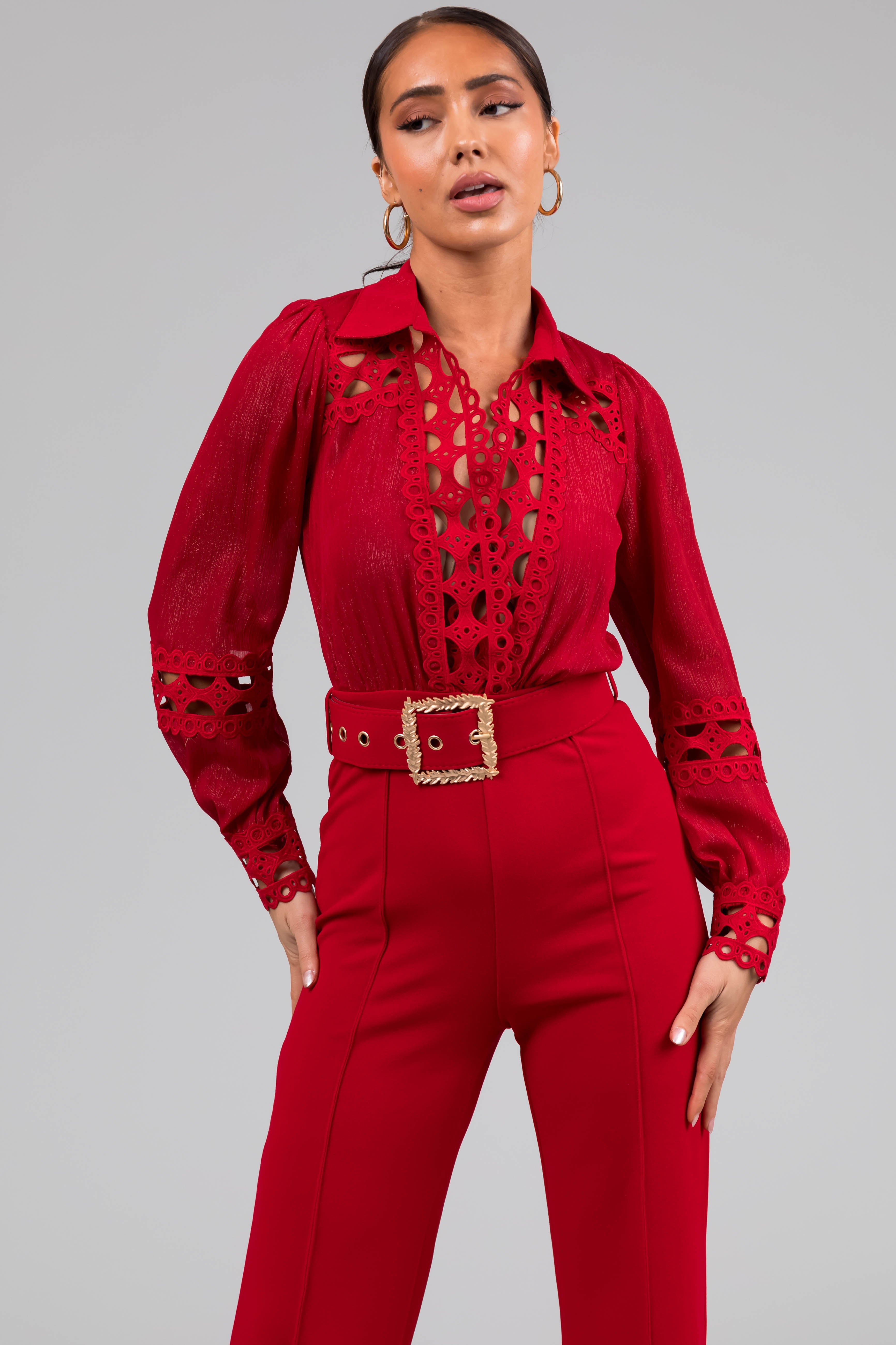 Ruby Crochet Detail Belted Jumpsuit