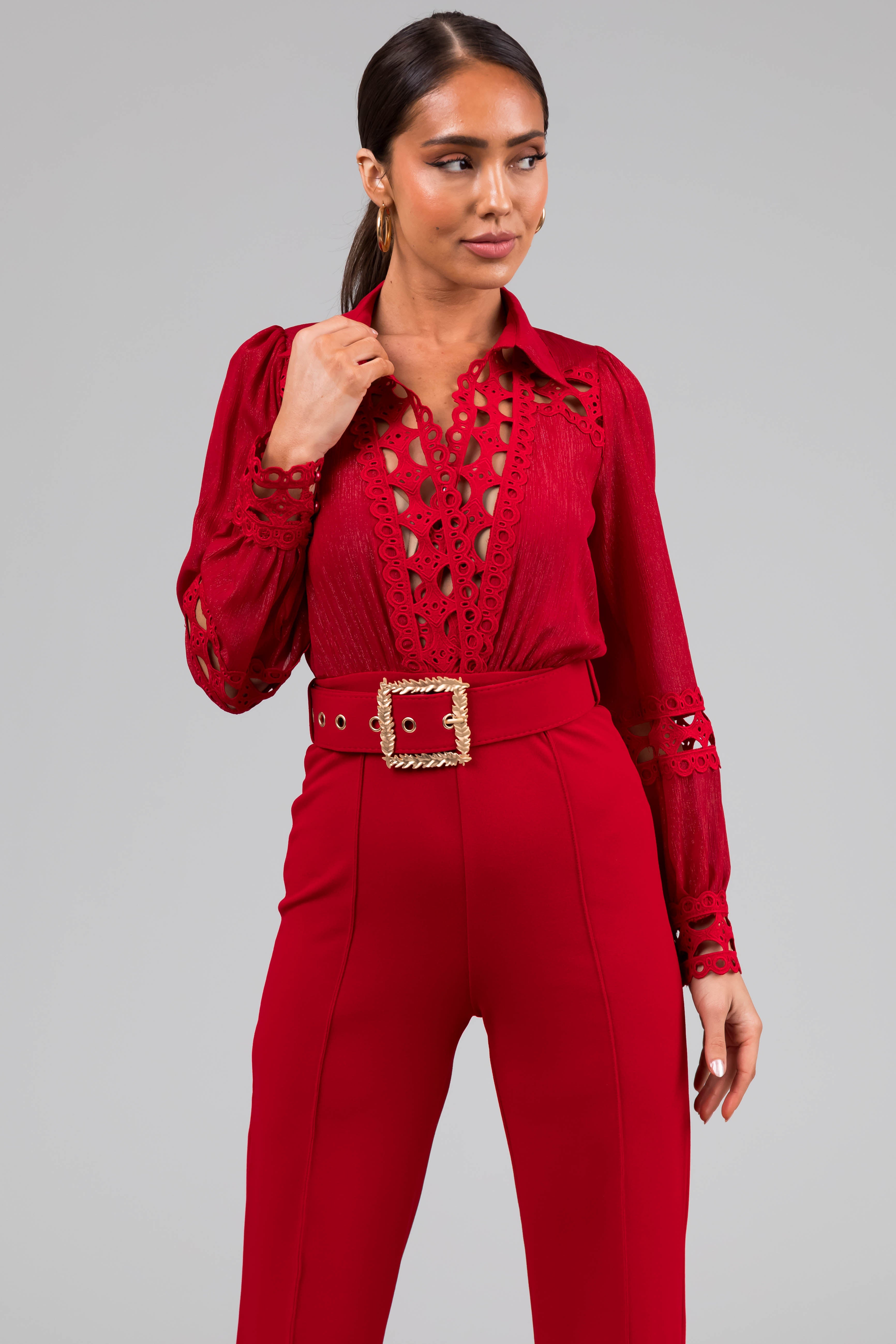 Ruby Crochet Detail Belted Jumpsuit