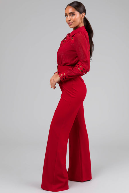 Ruby Crochet Detail Belted Jumpsuit