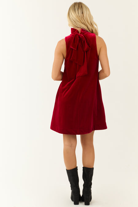 Ruby Halter Neck Sleeveless Velvet Short Dress