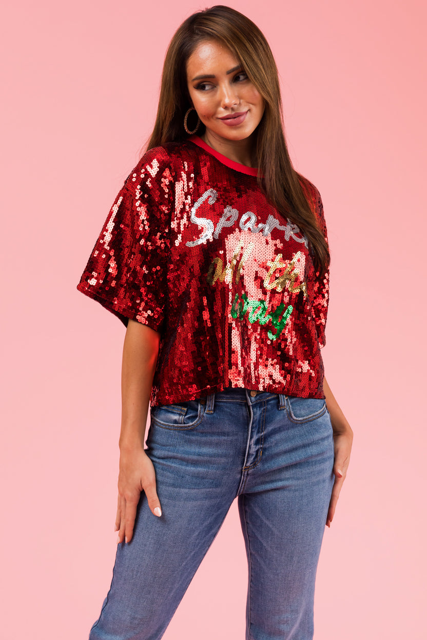 Ruby Sequin 'Sparkle All the Way' Crop Top