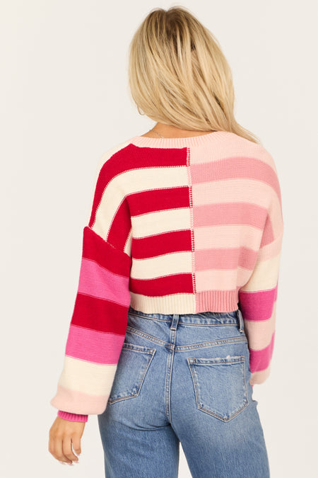 Ruby Striped Long Sleeve Cropped Sweater