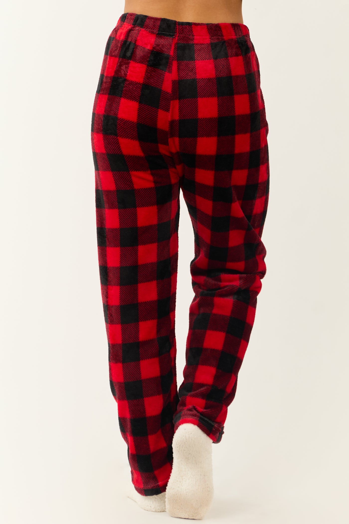 Ruby and Black Buffalo Plaid Fleece Pajama Pants