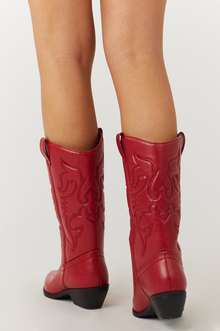 Ruby Faux Leather Pointed Toe Western Boots