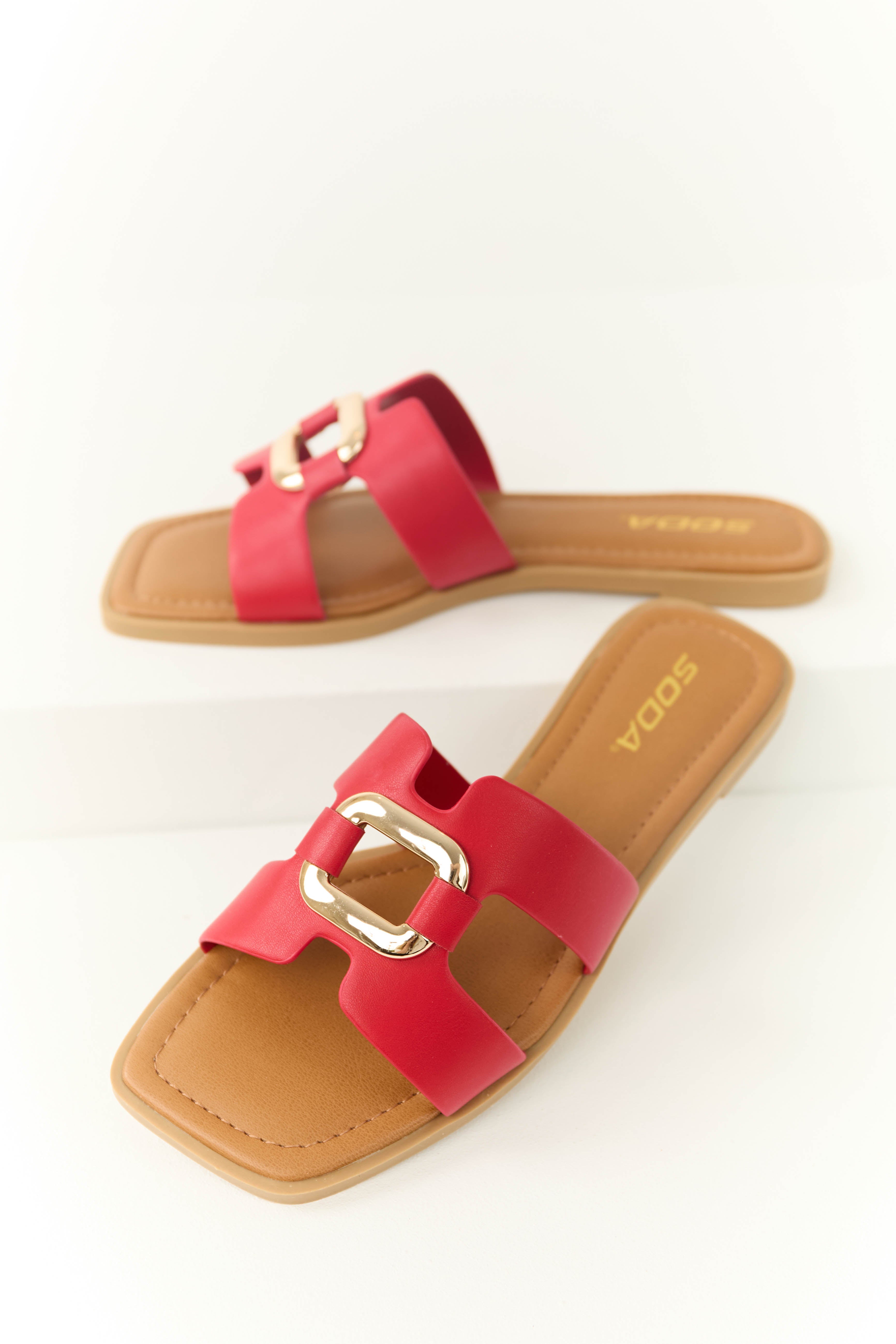 Ruby Gold Buckle Open Toe Sandals