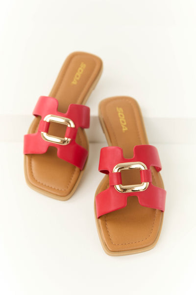 Ruby Gold Buckle Open Toe Sandals