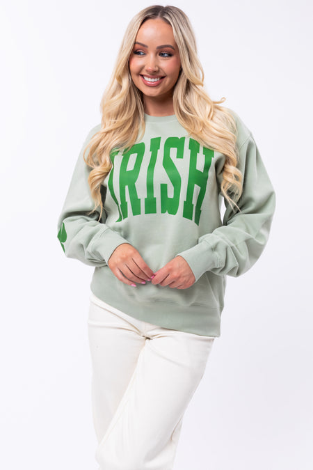 Sage 'Irish' Clover Elbow Patch Sweatshirt