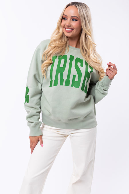 Sage 'Irish' Clover Elbow Patch Sweatshirt